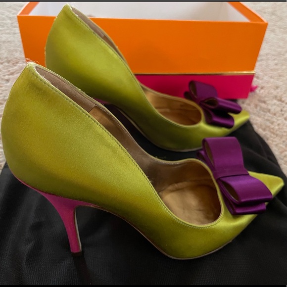 Kate Spade satin green heels, women’s size 6.5 - Picture 2 of 6